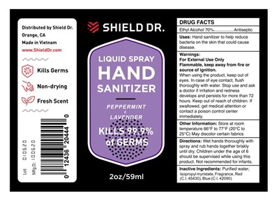 59ml Shield Dr Hand Sanitizer Liquid Spray Peppermint And Lavender Label (Shield Dr Hand Sanitizer Liquid Spray Label 4)